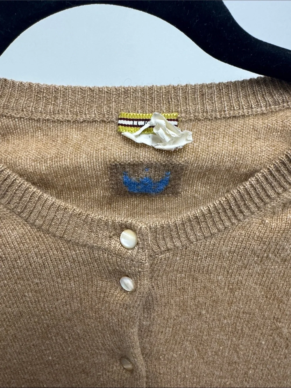 J. Crew Vintage 100% Cashmere Camel Colored Button Up Cardigan Sweater Top Lux